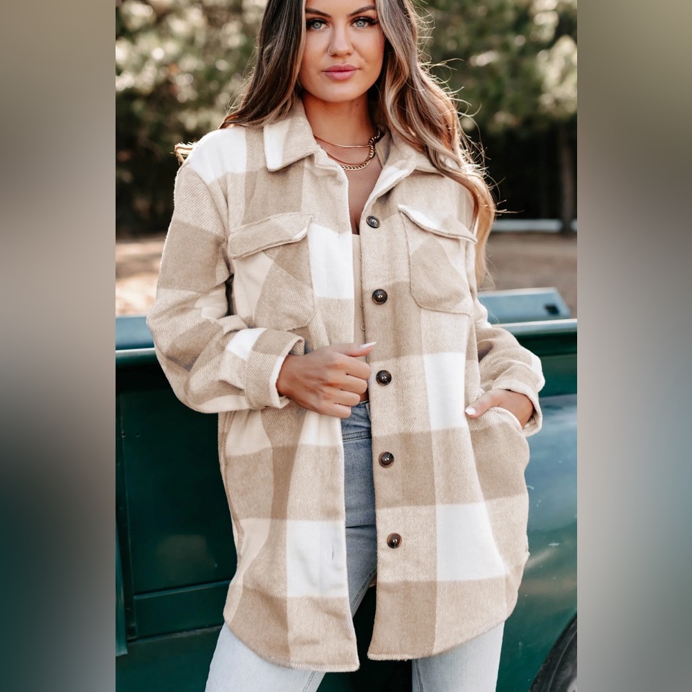 Tan oversized shacket size small